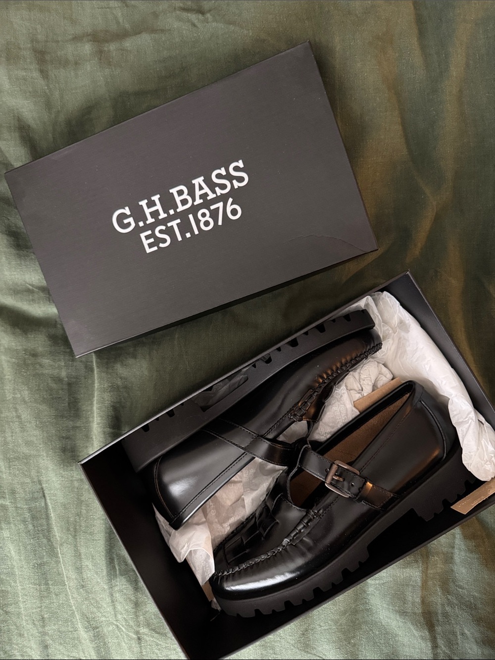 G.H. Bass & Co. Black Lug-Sole Fisherman Mary Jane Loafer - Picture 7 of 7